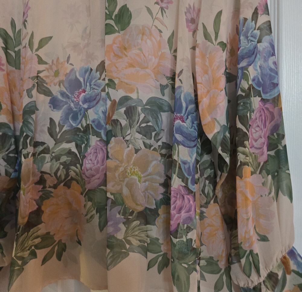 Zara Cream Sheer Blouse with Pastel Floral Print - Picture 3 of 6